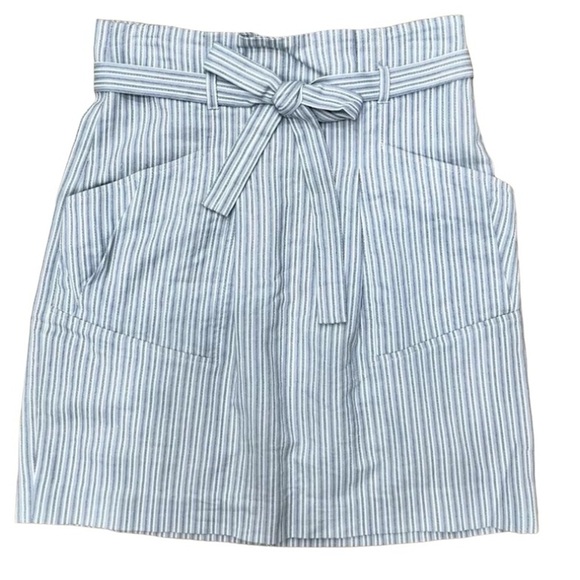 BCBG MAXAZRIA Women’s Blue Pinstripe High-Waisted Cotton Skirt Size 4 - Picture 1 of 4